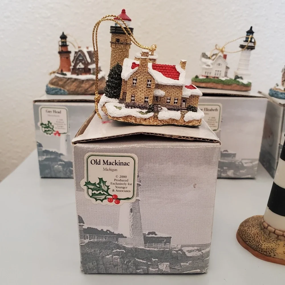 Lot of 7 Harbour Lights Lighthouse Ornaments Younger & Associates Vintage Boxed